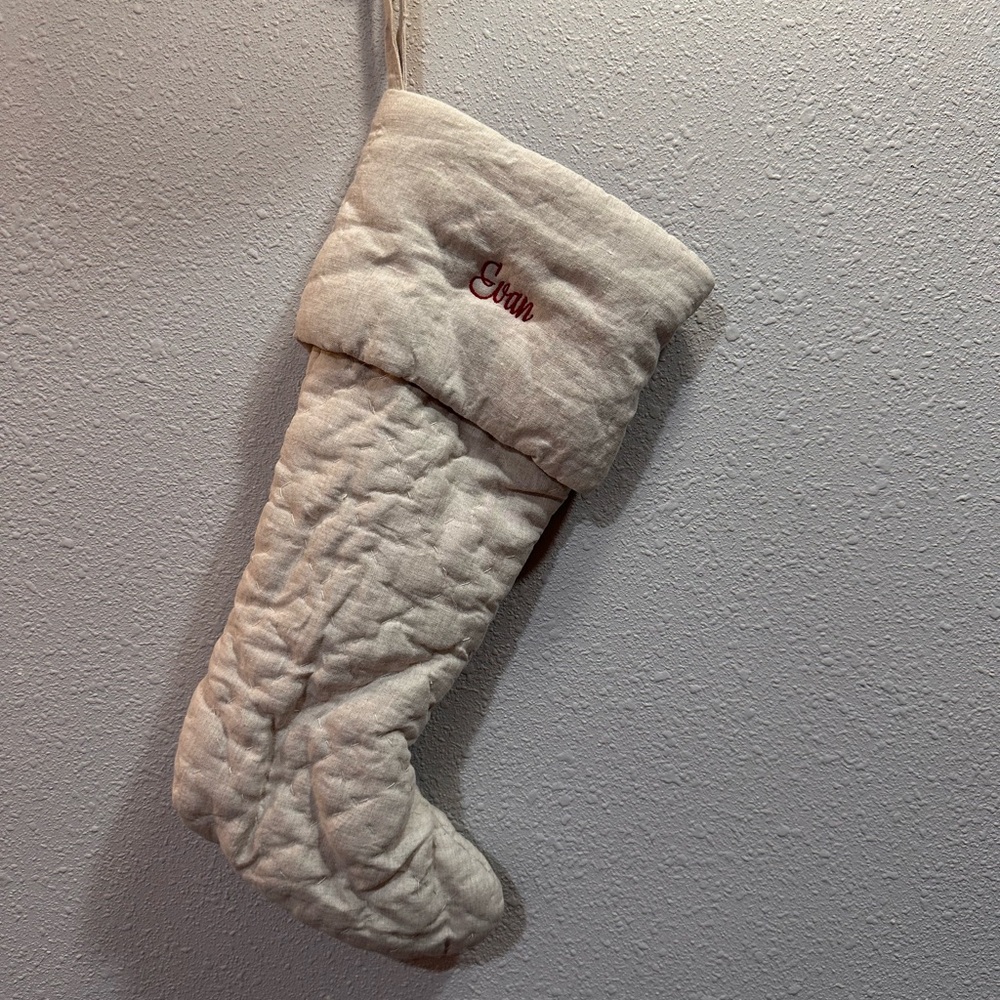Mark & Graham Quilted Christmas Stocking Natural Evan